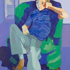 Painting, Child & Child on Armchair, Antonio Mellone