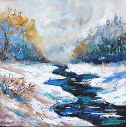 Pintura, River in winter, Pol Ledent