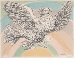 Print, Colombe volant ( à l'Arc-en-ciel ) ( Flying Dove in a Rainbow ) (Bl. 712, M. 214), Pablo Picasso