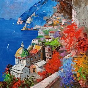 Gemälde, Positano colors - Italy impressionist painting, Andrea Borella