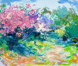 Peinture, Walk in the blooming garden, Helen Shukina