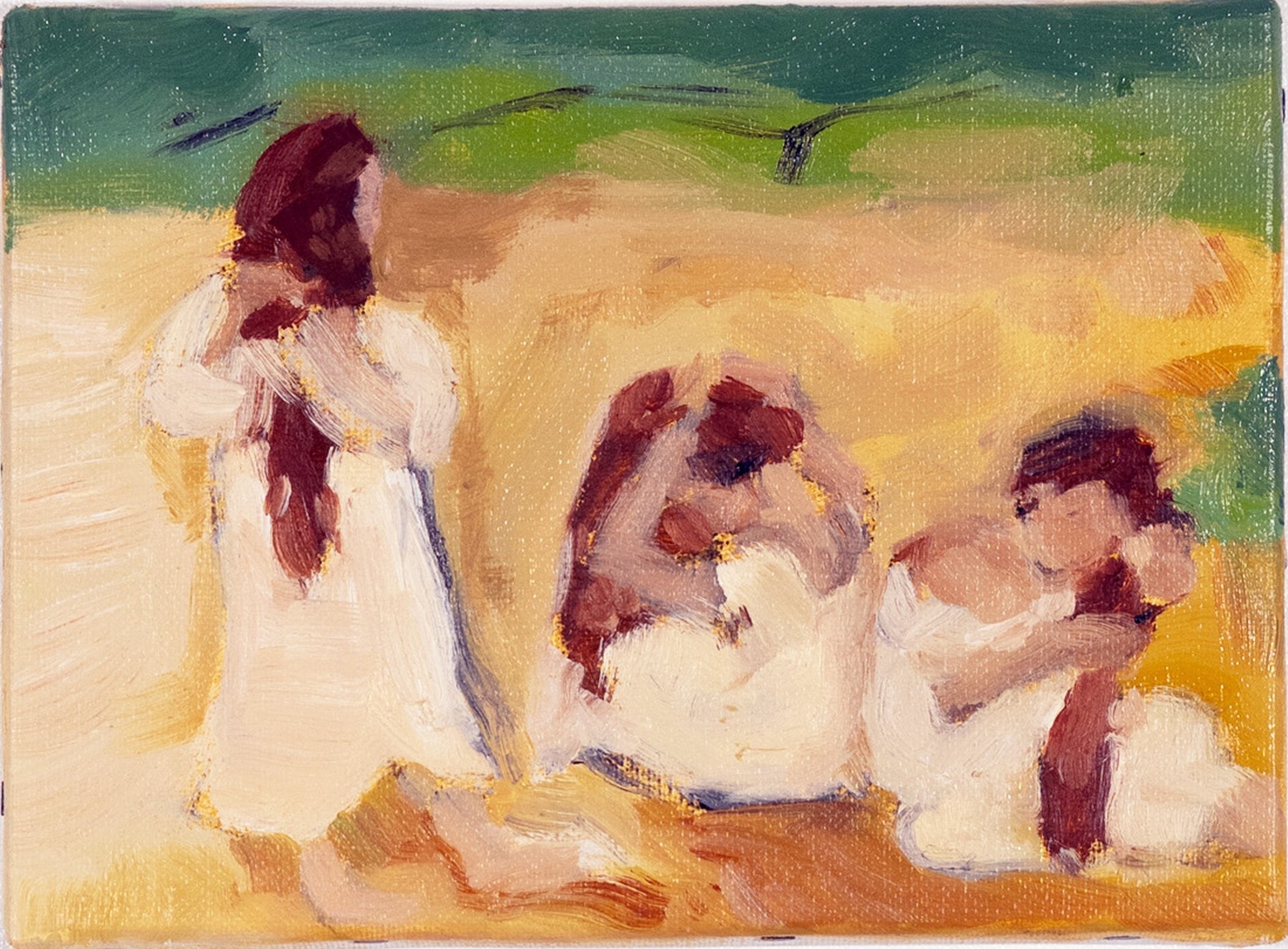 Magalie Pouillard, Femmes se coiffant au bord de l'eau, D'après Degas. Magalie Pouillard, Femmes se coiffant au bord de l'eau, D'après Degas.