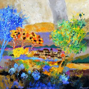 Painting, Colourful abstract landscape 77, Pol Ledent
