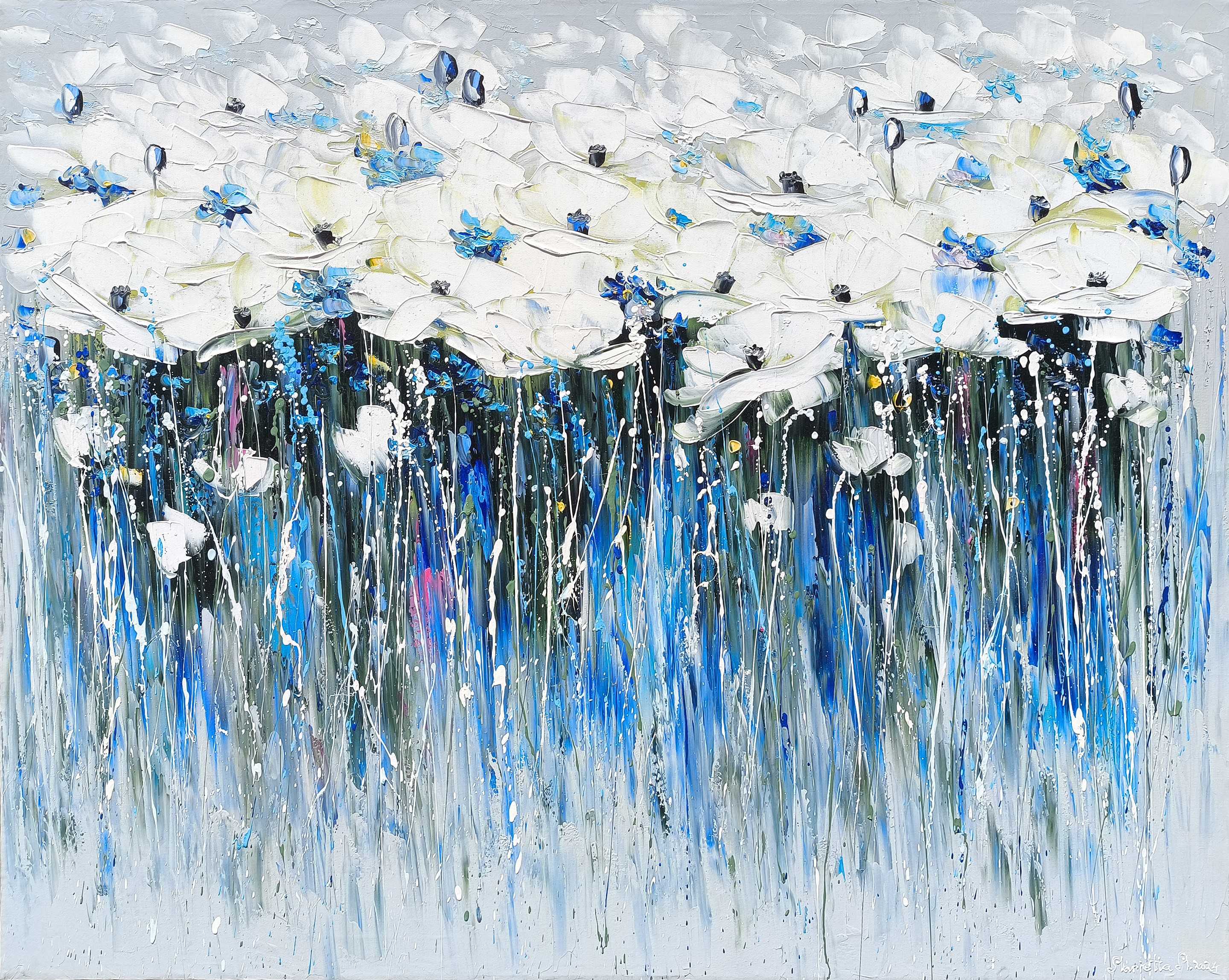 Marieta Martirosyan, Poppies meadow in White Marieta Martirosyan, Poppies meadow in White