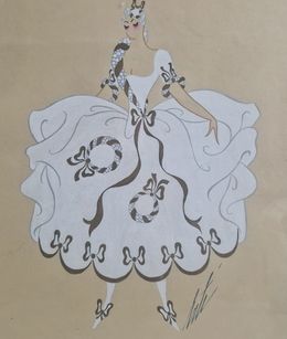 Dibujo, Wanda, 3ème acte, (project for La Grande Duchesse de Gerolstein d’Offenbach), Erte Tirtoff