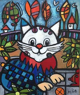 Gemälde, Le chat sourit, Juan Picatti