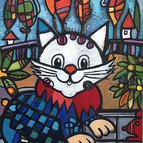 Peinture, Le chat sourit, Juan Picatti