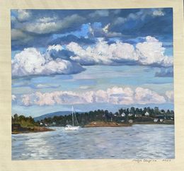 Peinture, Clouds, boat and water., Nadezda Stupina