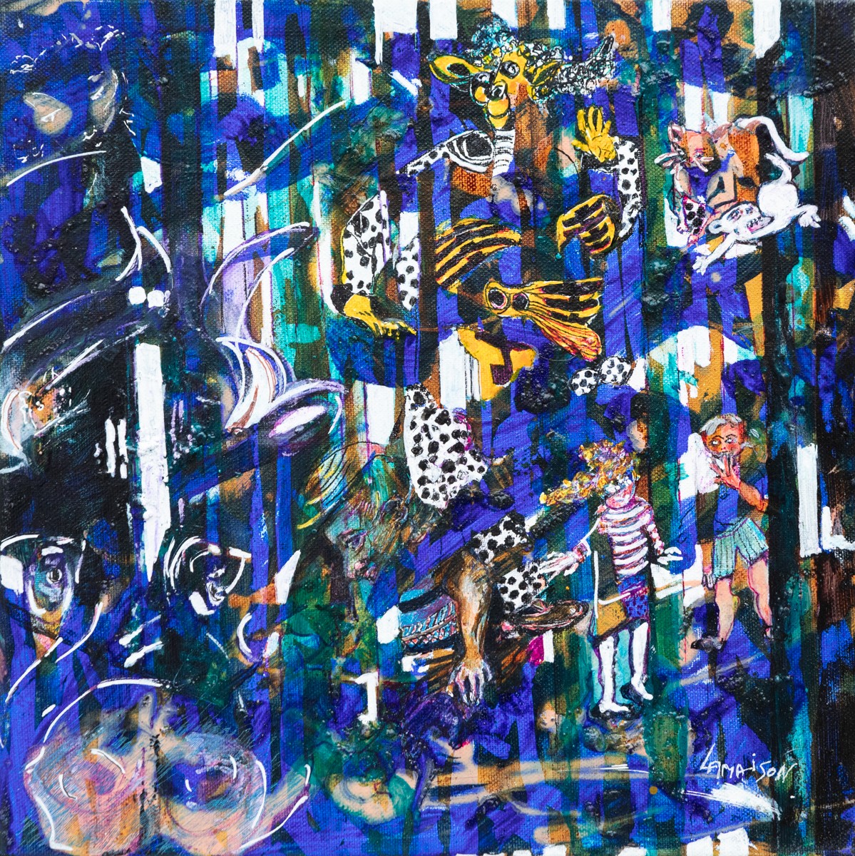 Danielle Lamaison, Dans la forêt - Paysage nature semi abstrait Danielle Lamaison, Dans la forêt - Paysage nature semi abstrait