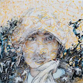 Painting, Guerre - Portrait figuratif inspiré de la guerre, Danielle Lamaison