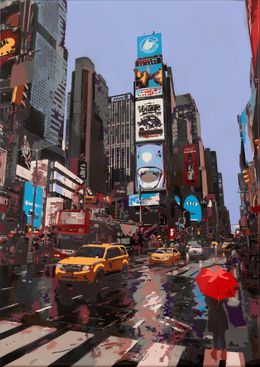 Painting, Rainy Evening in Times Square, Marco Barberio