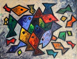 Gemälde, Swimming Rectangles, Abiodun Nafiu Azeez