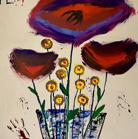 Painting, Fleurs rouges et jaunes, Gauthier Bruel