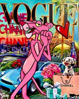 Painting, A Pink Vogue Time in Paris, Yasna Godovanik