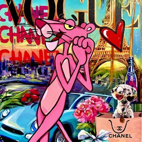 Painting, A Pink Vogue Time in Paris, Yasna Godovanik
