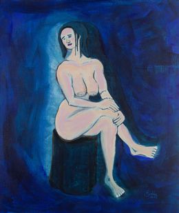 Painting, Sitzender blauer Akt, Margarita Siebke