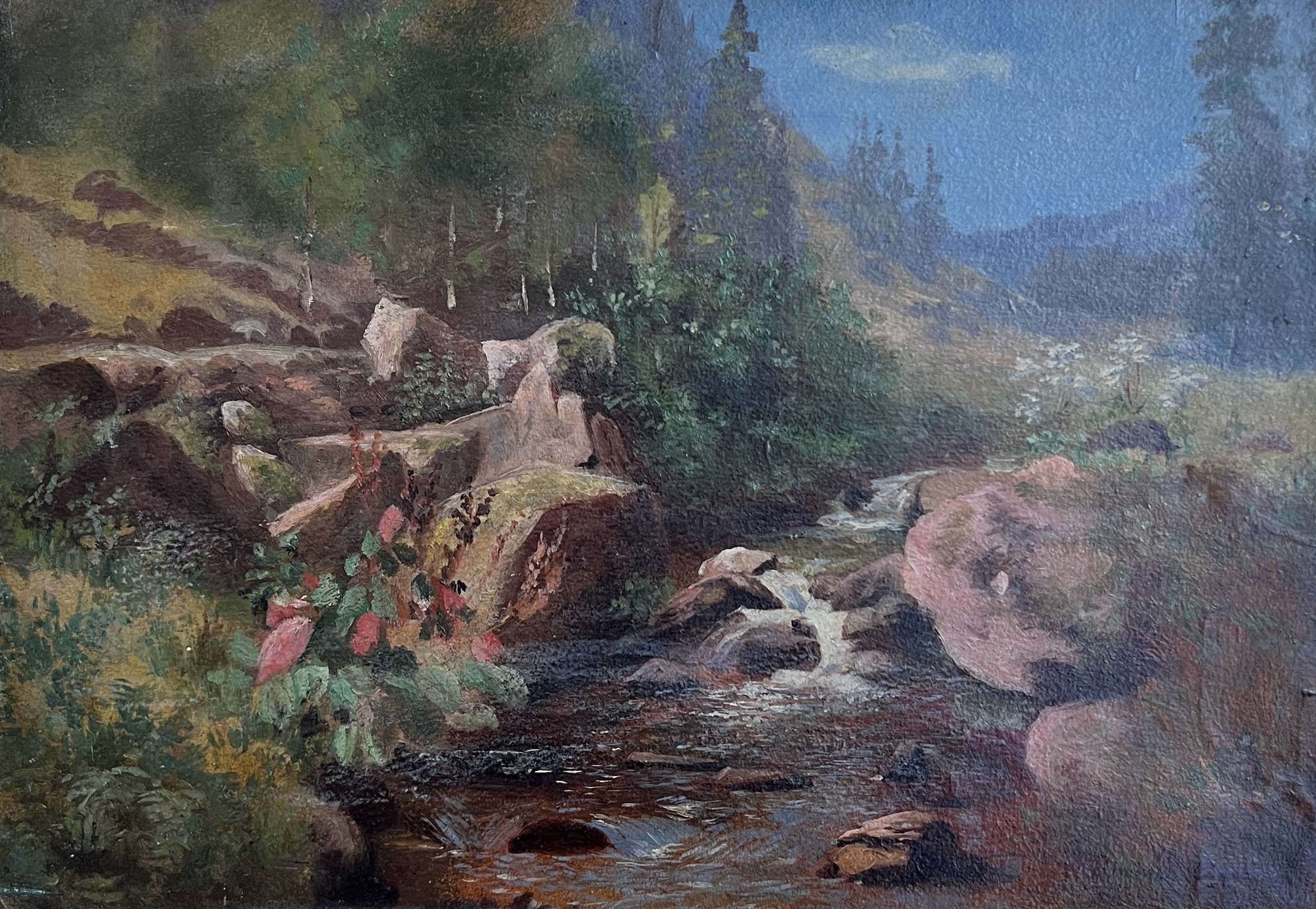 Edouard Rheiner, Paysage de montagne et petit ruisseau Edouard Rheiner, Paysage de montagne et petit ruisseau