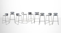 Design, Set of 9 Grey Maxima Benches by William Sawaya & Paolo Moroni, William Sawaya