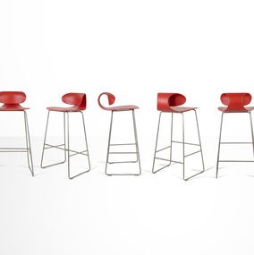 Design, Set of 7 Red Maxima Benches by William Sawaya & Paolo Moroni (2), William Sawaya