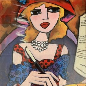 Pintura, Femme au chapeau, Martine Fauve Dechavanne