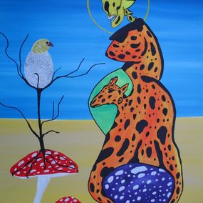 Pintura, St. Giraffe and the Easter chick, Serge Lecomte