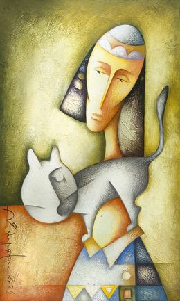 Painting, Feline Connection, Sargis Zaqaryan