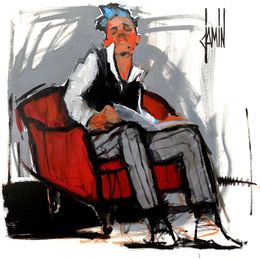 Painting, Lecteur au fauteuil rouge, David Jamin