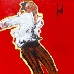 Painting, Dandy sur fond rouge, David Jamin