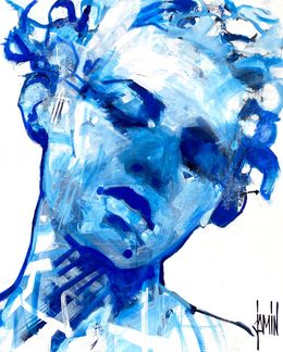 Peinture, Introportrait en bleu, David Jamin