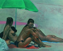 Gemälde, The green umbrella, Tsanko Tsankoff