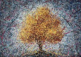 Painting, Yellow tree (Rooted Reverence), Nadine Antoniuk
