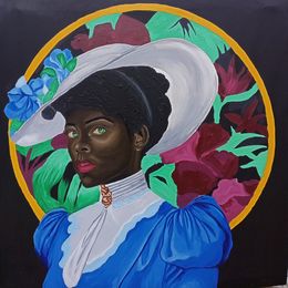 Painting, Portrait of a Black Woman in Church Hat, Olaosun Oluwapelumi