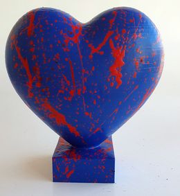 Sculpture, Blue heart love coeur, Spaco