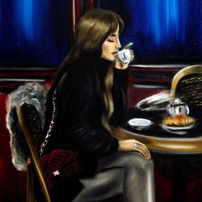 Painting, Woman at a Paris Cafe II, Ruslana Levandovska