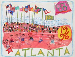 Fine Art Drawings, Atlanta Olympics - 100m Race, Judith Bledsoe