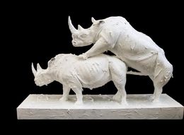 Sculpture, Couple de rhinocéros, Philippe Pasqua