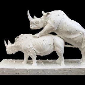 Escultura, Couple de rhinocéros, Philippe Pasqua