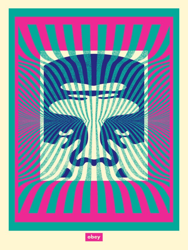 Shepard Fairey (Obey), Op-art icon (aqua) Shepard Fairey (Obey), Op-art icon (aqua)