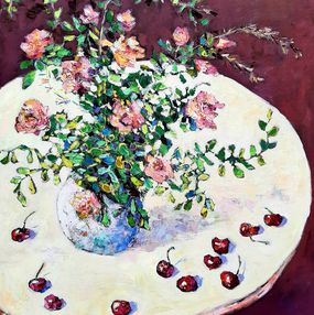 Painting, Cherries and Roses, Ania Pieniazek