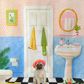 Pintura, Bath time, Vacation on the Happy Island serie, Olha Vlasova