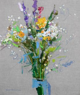 Gemälde, Wildflowers on linen, Yehor Dulin