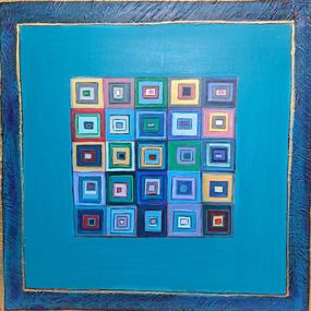 Painting, Olympic Games Paris Seine 2024 - Cyan Blue and Gold - Tribute to Gustav Klimt (La Seine pendant les Jeux Olympiques Paris 2024 - Bleu Cyan et Or - Hommage à Gustav Klimt), Christian Jodin
