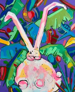 Peinture, Hiding Places - series Bunnies (1)-02, Les Panchyshyn