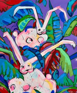 Painting, Hiding Places - series Bunnies (1)-04, Les Panchyshyn