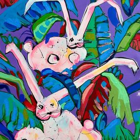 Peinture, Hiding Places - series Bunnies (1)-04, Les Panchyshyn