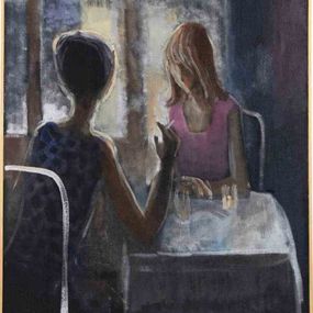 Painting, Two Figures at a Table, Elian Fantuzzi