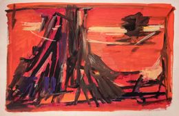 Dessin, Abstract Composition in red, Emile Marze