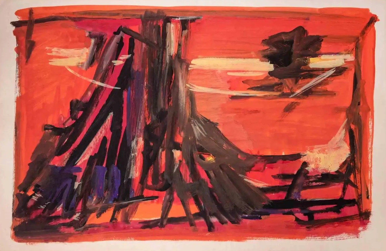 Emile Marze, Abstract Composition in red Emile Marze, Abstract Composition in red
