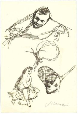 Fine Art Drawings, Figures, Mino Maccari