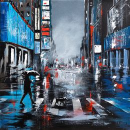 Painting, Rainy Days 1 -  Série Paysage Urbain, Françoise Schmidt